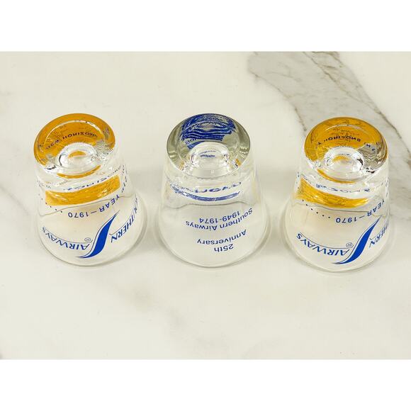 Southern Airways Airline Shot Glass 21th 25th Anniversary 70s x3 New Vintage - Picture 13 of 15